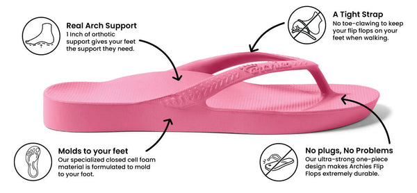 Archies Arch Support Jandals Classic Hot Pink