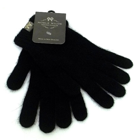 Merino Possum Gloves - Black