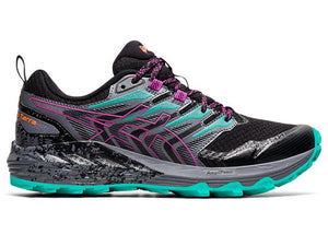 The GEL-FUJI TRABUCO 8 is a purpose built trail shoe for the single track and open trails. Womans D-fit works well for a wider foot or runners that like more volume in the forefoot.