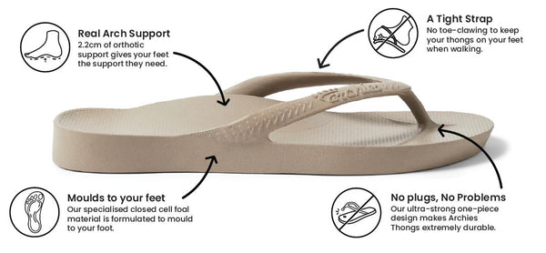 Archies Arch Support Jandals Crystal Taupe