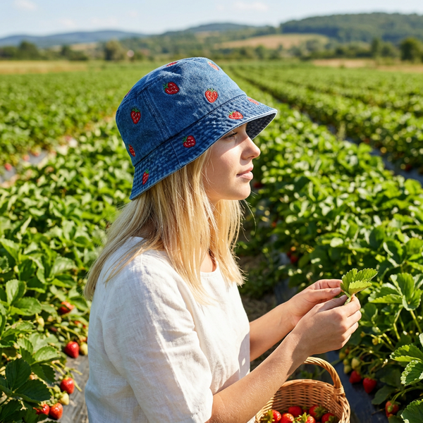 Head Start Strawberry Denim Bucket Hat