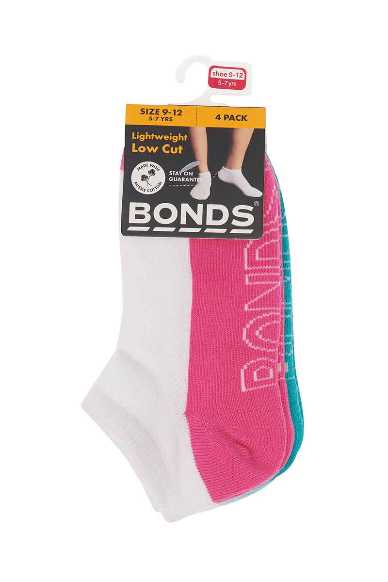 Bonds Logo Low Cut Socks 4pk