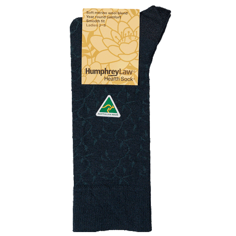 Humphrey Law Ladies "Wool" Health Sock Lace Vine Navy