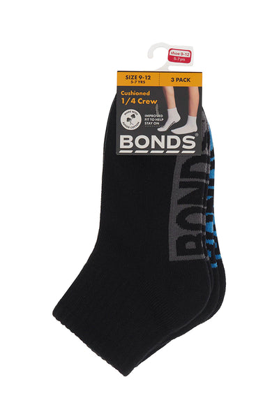 Bonds Logo Quarter Crew Socks 3pk
