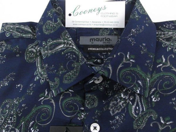 Maurio L/S Navy Paisley Shirt