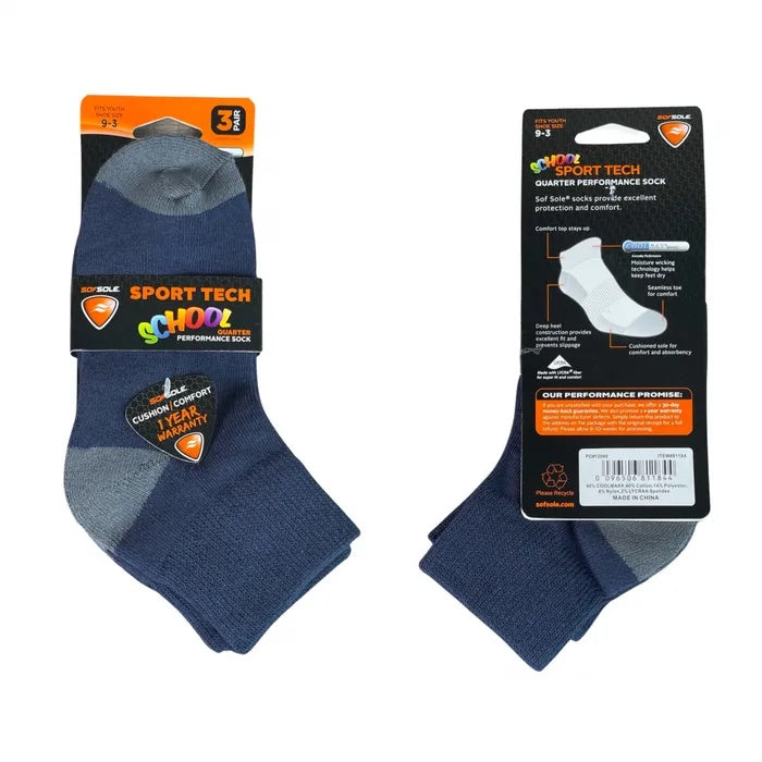 Sof Sole Quarter Coolmax K Sock 3pk